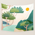 A Sunny Day On Planet Three Landscape  Wall Tapestry Gallery Image 4