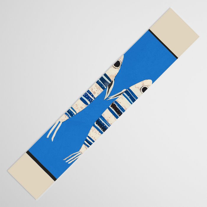 Minimal Fish on Blue Table Runner Gallery Image 3