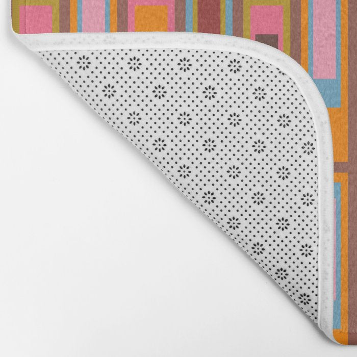 Maximalist Geometric Lexington Ave Multicolored Retro Contemporary Pattern Bath Mat Gallery Image 2