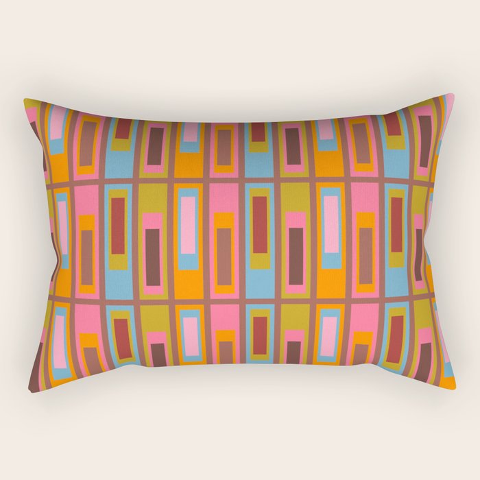 Maximalist Geometric Lexington Ave Multicolored Retro Contemporary Pattern Rectangular Pillow Gallery Image 2