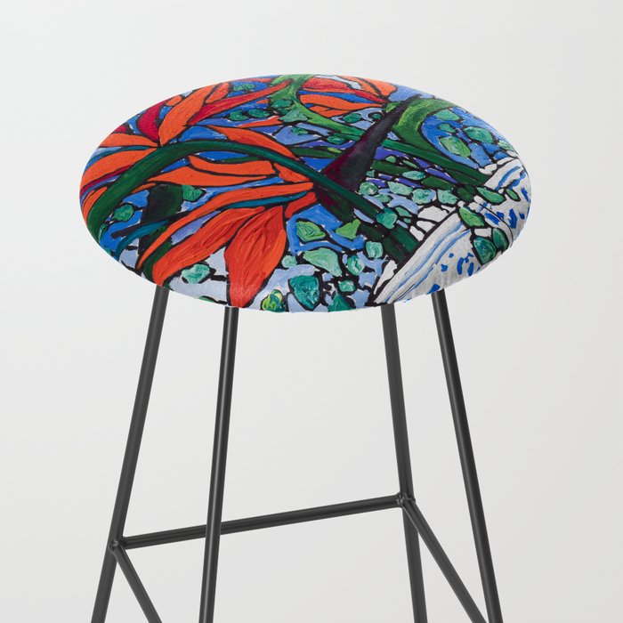 Birds of Paradise in Blue After Matisse Stool Gallery Image 2