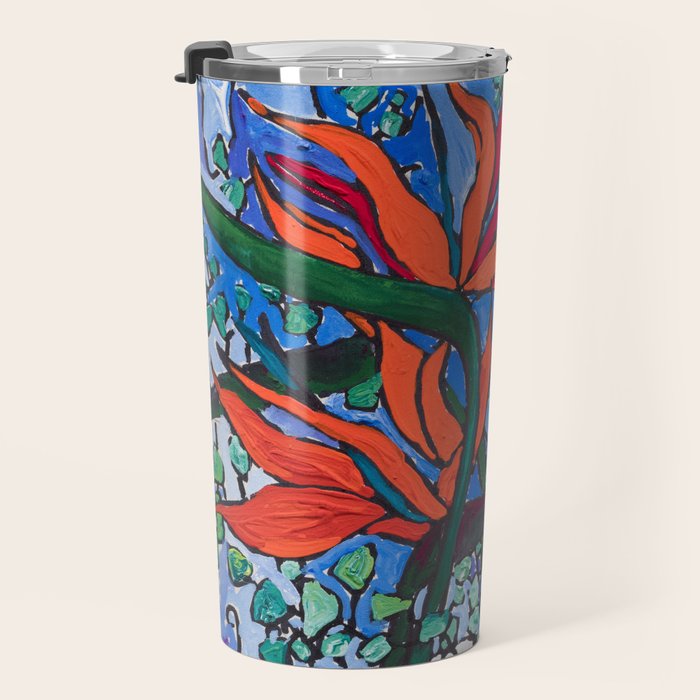 Birds of Paradise in Blue After Matisse Travel Mug Gallery Image 3