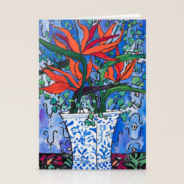 Birds of Paradise in Blue After Matisse Stationery Card Gallery Image 1