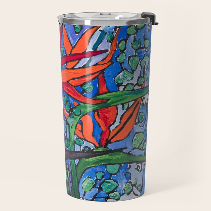 Birds of Paradise in Blue After Matisse Travel Mug Gallery Image 2