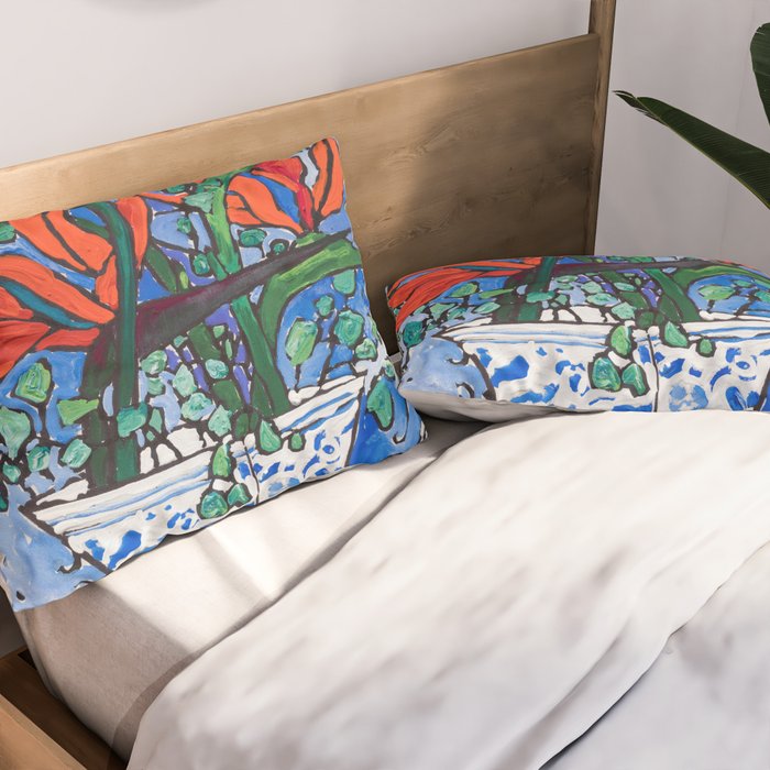 Birds of Paradise in Blue After Matisse Pillow Sham Gallery Image 2
