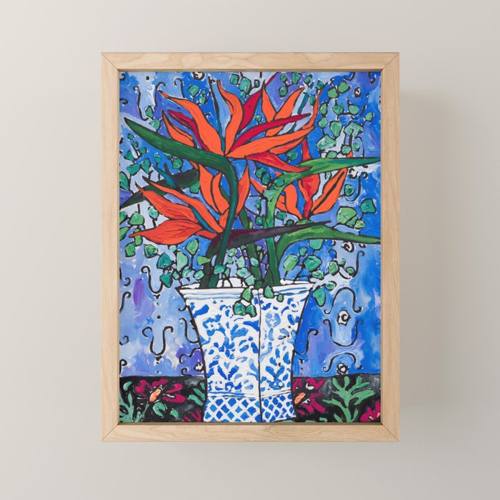 Birds of Paradise in Blue After Matisse Mini Art Print Gallery Image 1