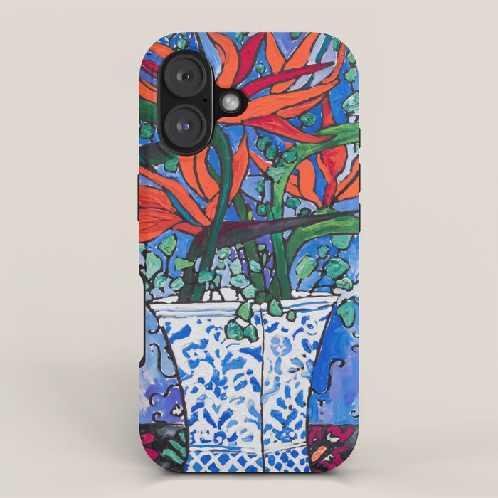 Birds of Paradise in Blue After Matisse iPhone Case Gallery Image 1