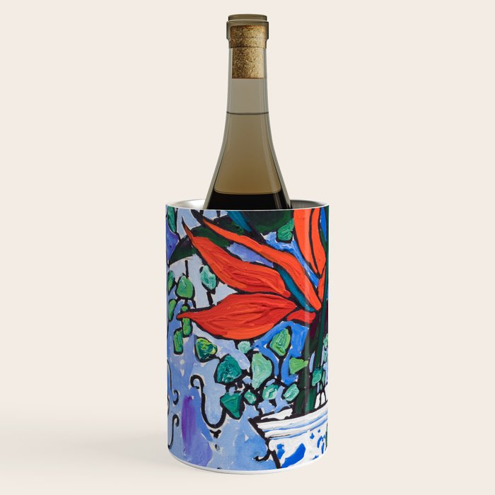 Birds of Paradise in Blue After Matisse Wine Chiller Gallery Image 2