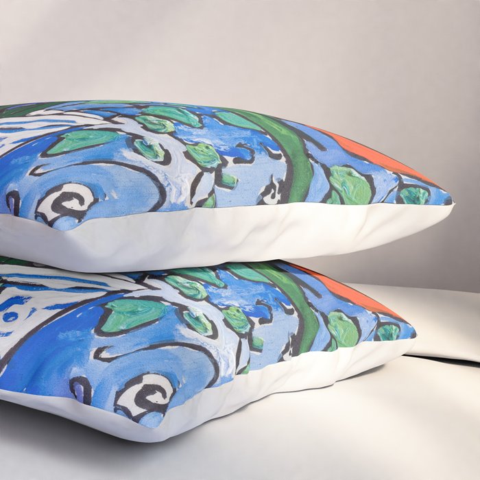 Birds of Paradise in Blue After Matisse Pillow Sham Gallery Image 3