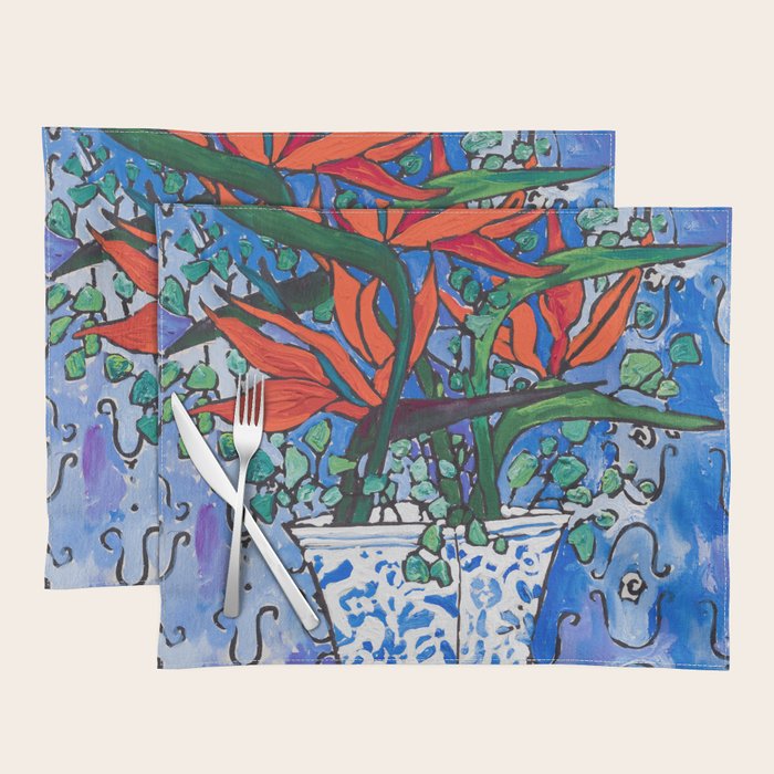 Birds of Paradise in Blue After Matisse Placemat Gallery Image 1