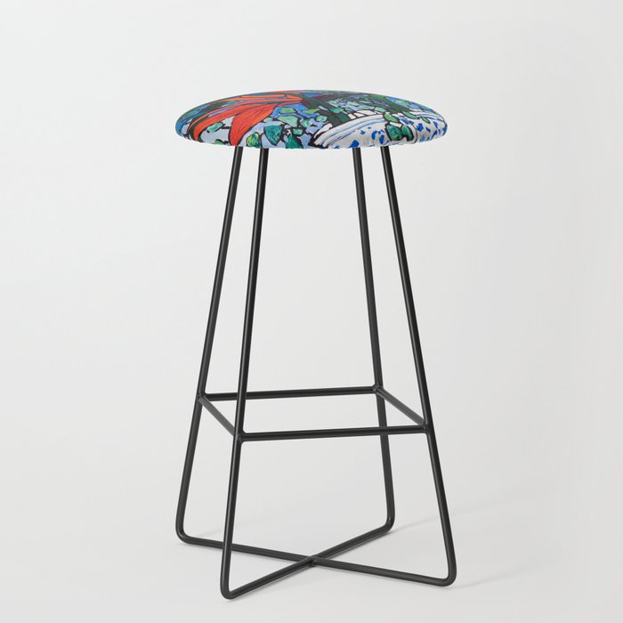 Birds of Paradise in Blue After Matisse Stool Gallery Image 1