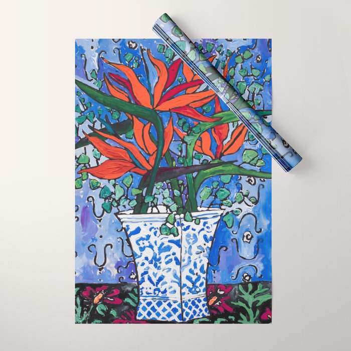 Birds of Paradise in Blue After Matisse Wrapping Paper Gallery Image 1