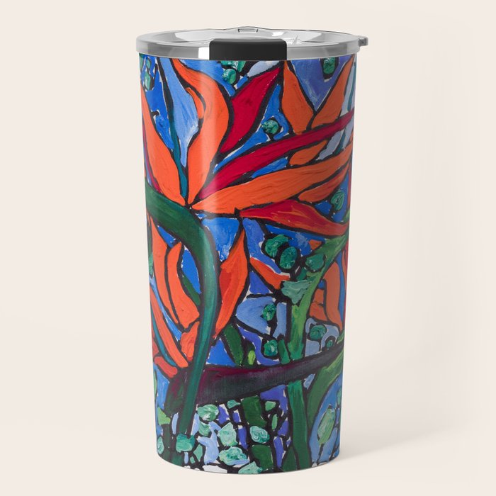 Birds of Paradise in Blue After Matisse Travel Mug Gallery Image 1