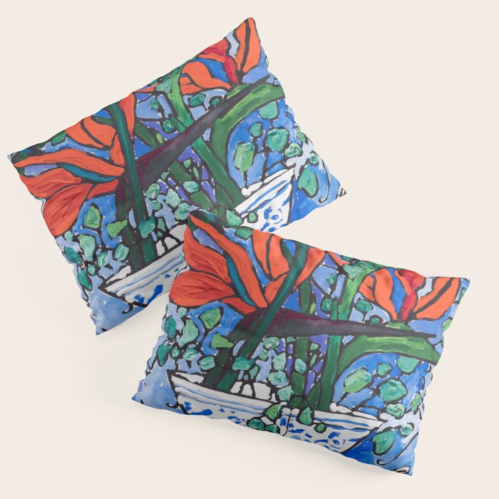 Birds of Paradise in Blue After Matisse Pillow Sham Gallery Image 3