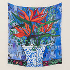 Birds of Paradise in Blue After Matisse Wall Tapestry Gallery Image 4