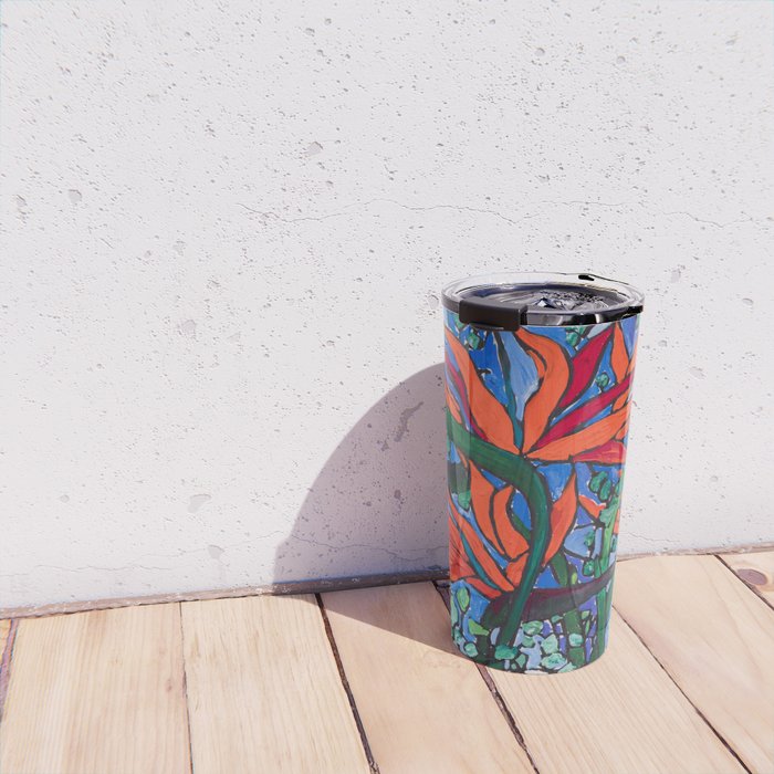 Birds of Paradise in Blue After Matisse Travel Mug Gallery Image 4
