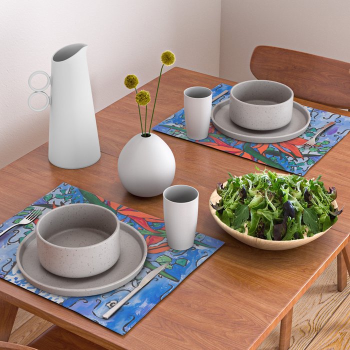 Birds of Paradise in Blue After Matisse Placemat Gallery Image 2