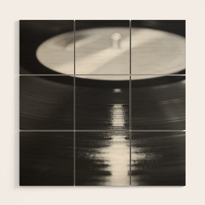 Record (Black and White) Wood Wall Art Gallery Image 1
