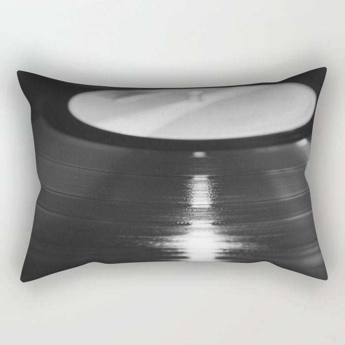 Record (Black and White) Rectangular Pillow Gallery Image 2