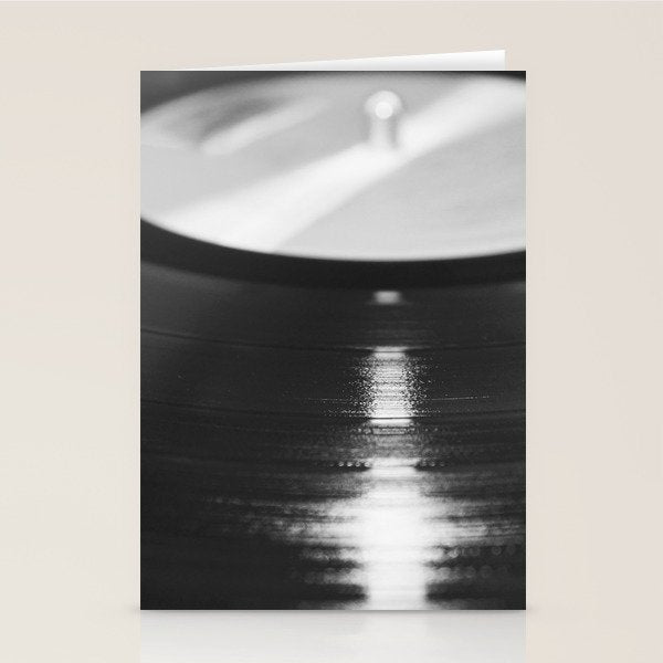 Record (Black and White) Stationery Card Gallery Image 1
