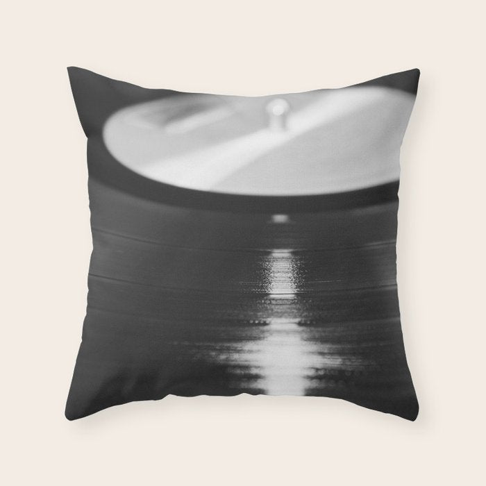 Record (Black and White) Throw Pillow Gallery Image 6