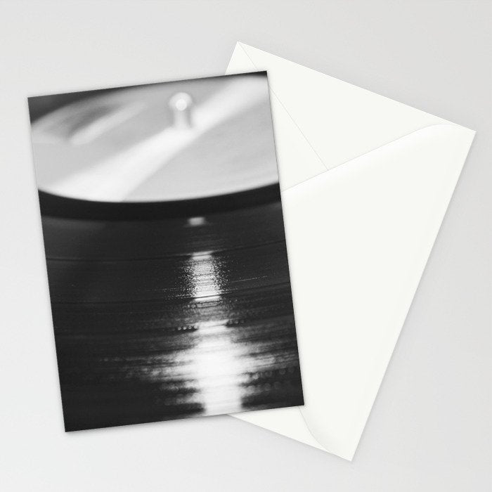 Record (Black and White) Stationery Card Gallery Image 2