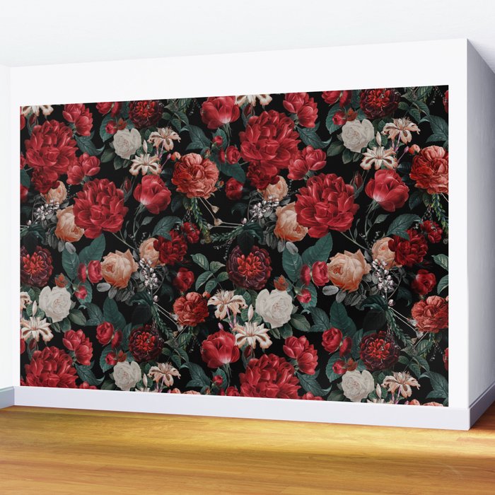 Night Garden Roses Wall Mural Gallery Image 2