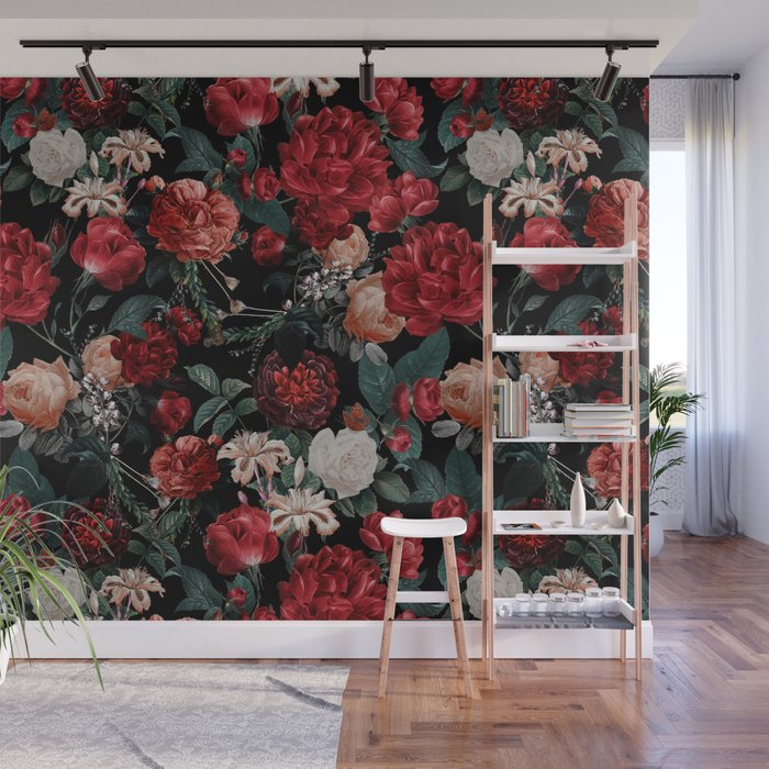 Night Garden Roses Wall Mural Gallery Image 1