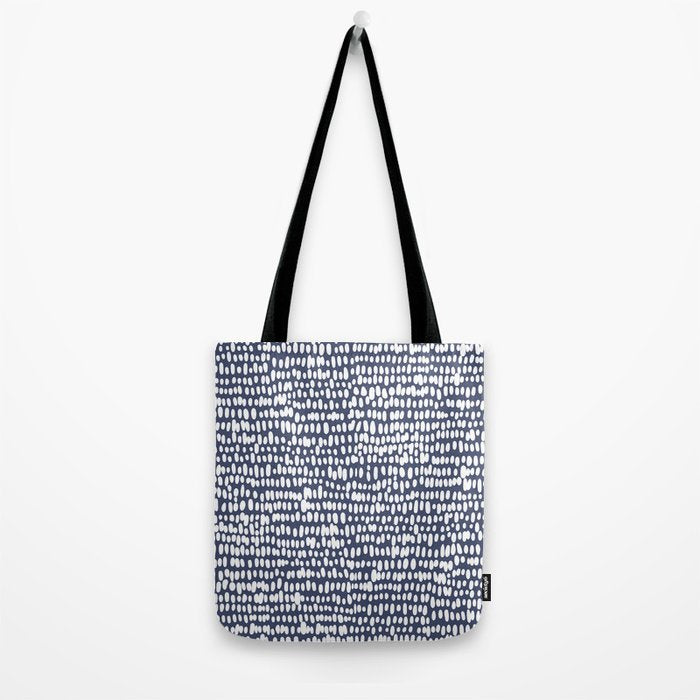 Spotted Preppy Dots Abstract in Navy Blue Tote Bag Gallery Image 2