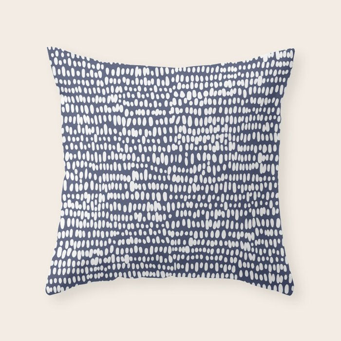 Spotted Preppy Dots Abstract in Navy Blue Throw Pillow Gallery Image 6