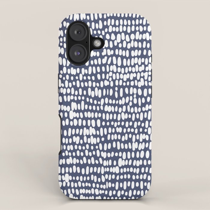 Spotted Preppy Dots Abstract in Navy Blue iPhone Case Gallery Image 1