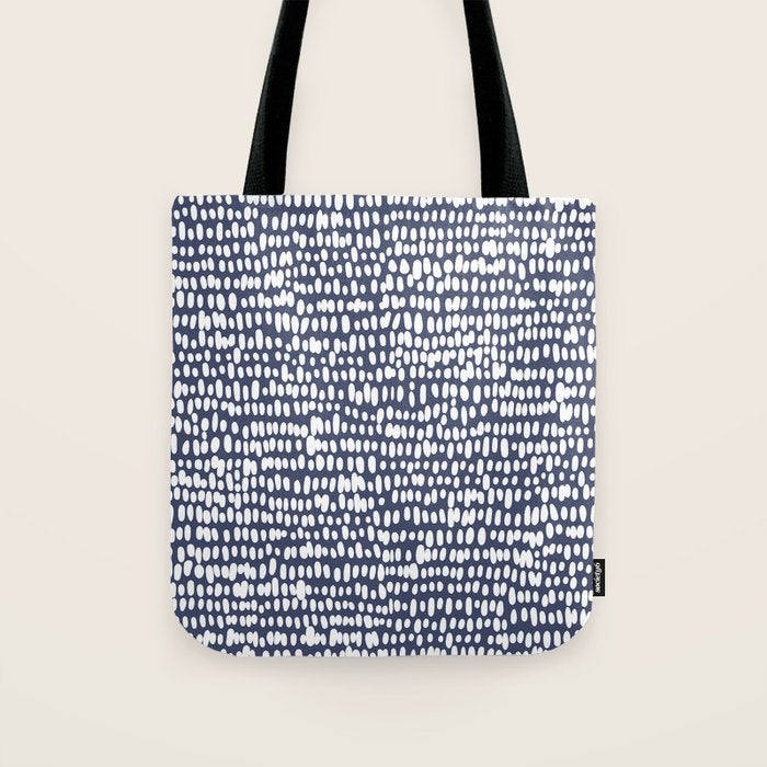 Spotted Preppy Dots Abstract in Navy Blue Tote Bag Gallery Image 1