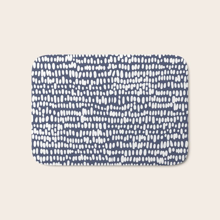 Spotted Preppy Dots Abstract in Navy Blue Bath Mat Gallery Image 1