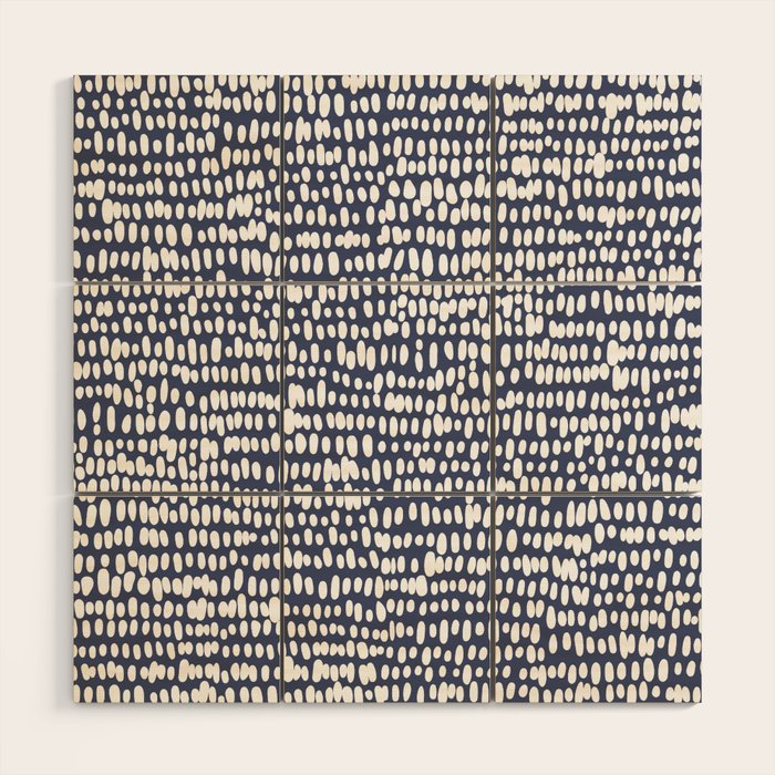 Spotted Preppy Dots Abstract in Navy Blue Wood Wall Art Gallery Image 1