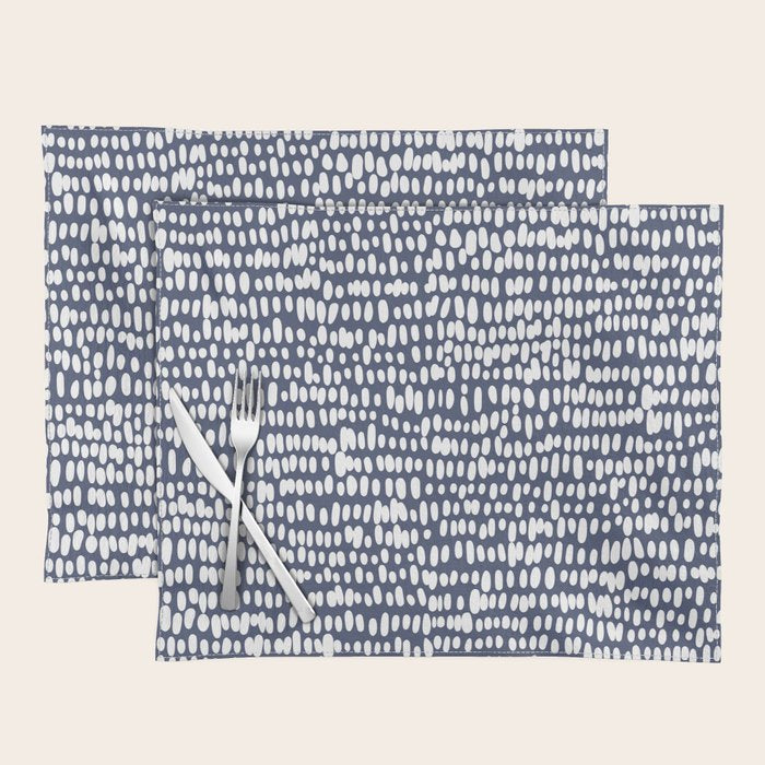 Spotted Preppy Dots Abstract in Navy Blue Placemat Gallery Image 1