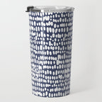 Spotted Preppy Dots Abstract in Navy Blue Travel Mug Gallery Image 3