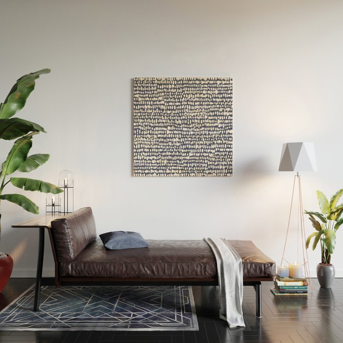 Spotted Preppy Dots Abstract in Navy Blue Wood Wall Art Gallery Image 2