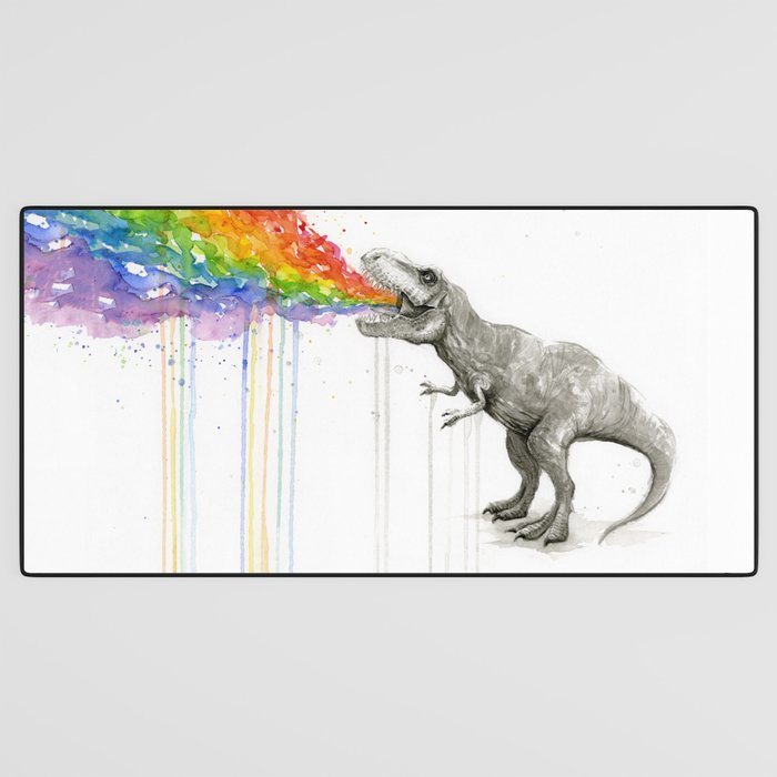 T-Rex Rainbow Puke Desk Mat Gallery Image 3