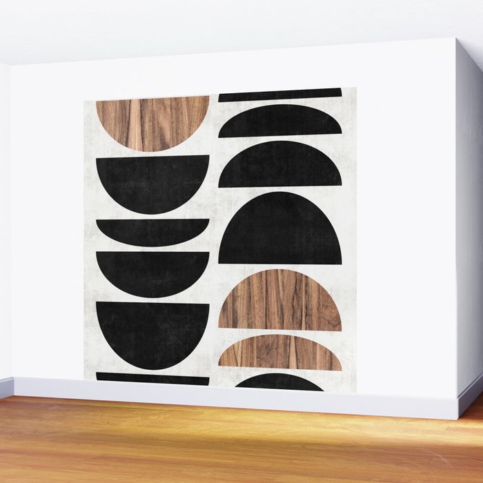 Mid-Century Modern Pattern No.7 - Concrete and Wood Wall Mural Gallery Image 2