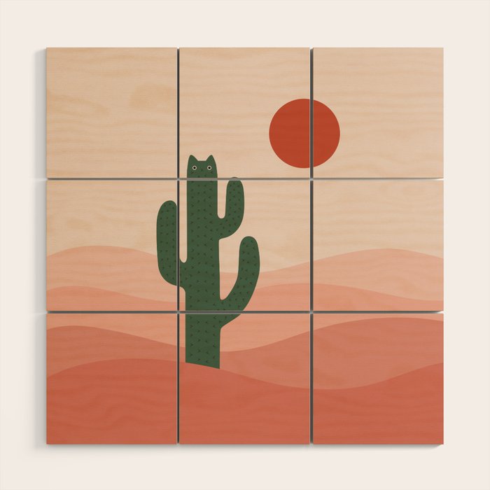 Cat Landscape 84: Cat-tus Wood Wall Art Gallery Image 1