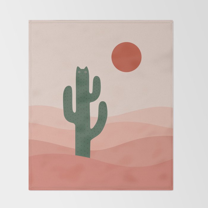 Cat Landscape 84: Cat-tus Throw Blanket Gallery Image 2