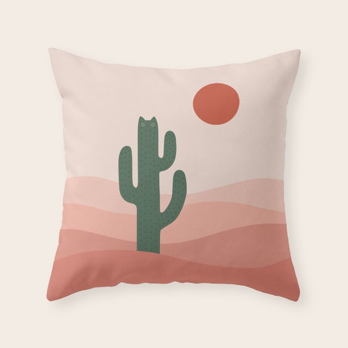 Cat Landscape 84: Cat-tus Throw Pillow Gallery Image 1