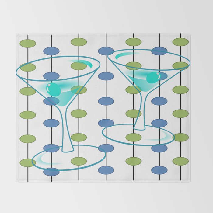 Mid-Century Modern Atomic Art Cocktails 1.0 Throw Blanket Gallery Image 2