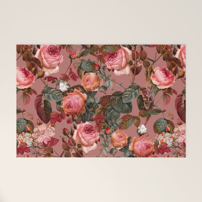 Pastel Floral Pattern Welcome Mat Gallery Image 1
