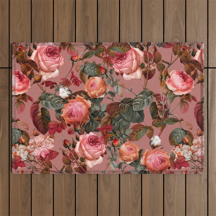 Pastel Floral Pattern Outdoor Rug Gallery Image 1