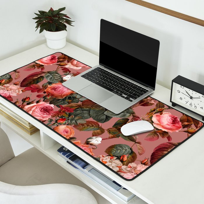 Pastel Floral Pattern Desk Mat Gallery Image 2