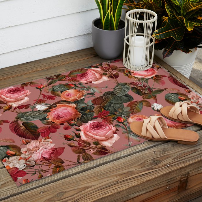 Pastel Floral Pattern Outdoor Rug Gallery Image 2