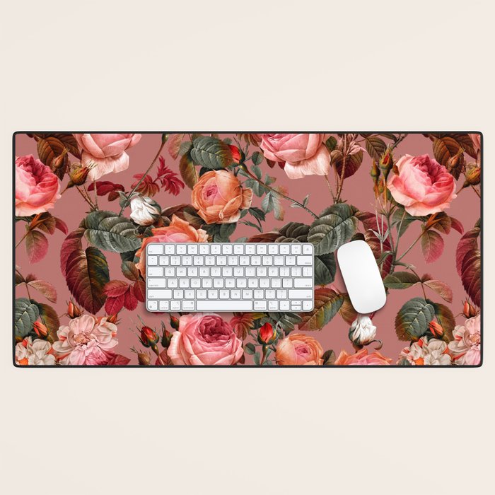 Pastel Floral Pattern Desk Mat Gallery Image 1