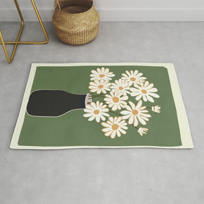 White Daisy Bouquets in Vase 3 Rug Gallery Image 1