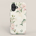 Dolphins and orchids watercolor tropical print iPhone Case Gallery Image 1